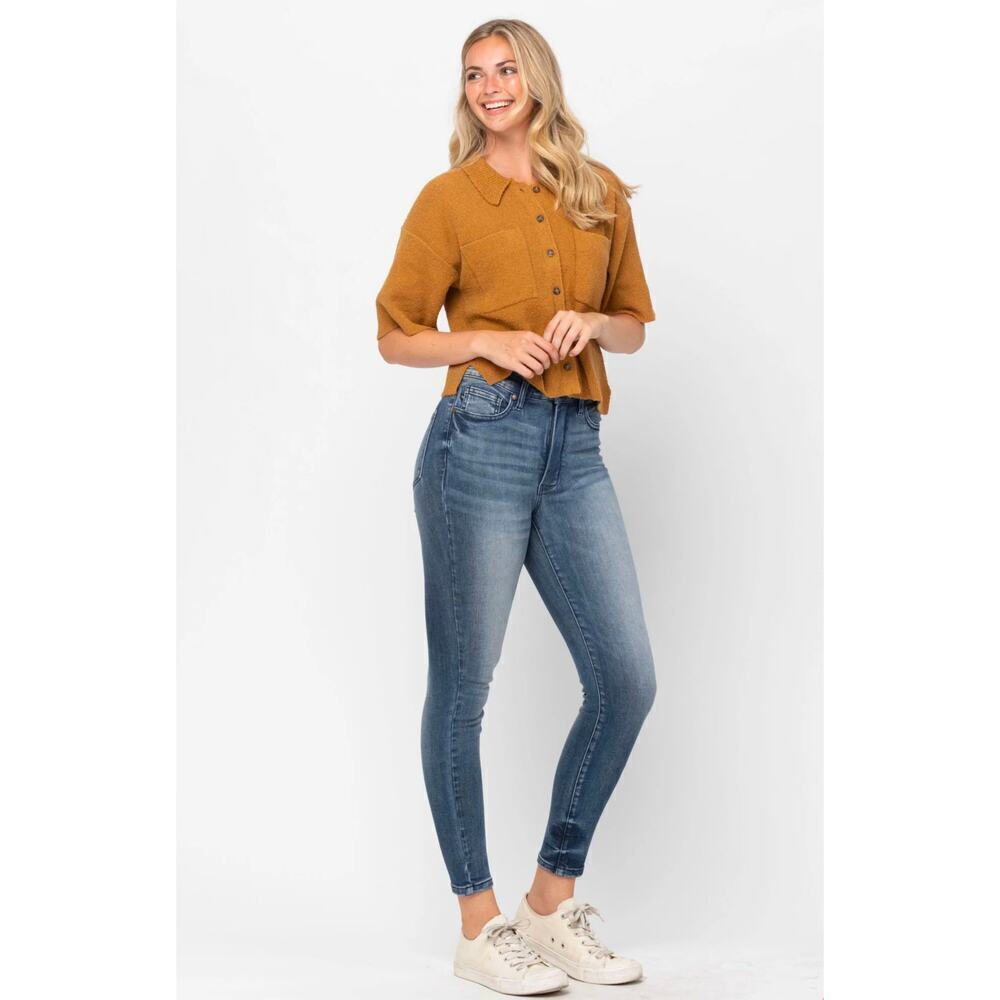 Judy Blue High Waist Contrast Wash Tummy Control Skinny Denim Size 5/27